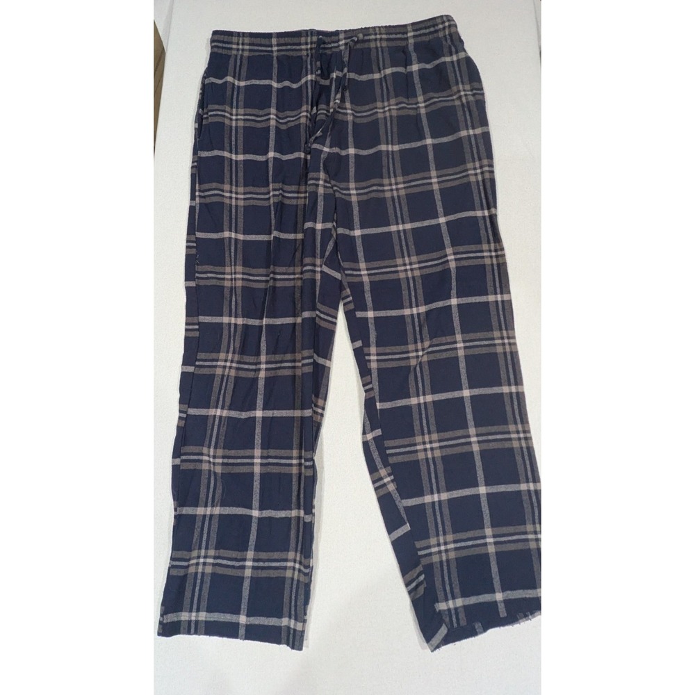 Royal Class Pajama Pants Mens XL Navy Blue Excellent Plaid Cotton Loungewear